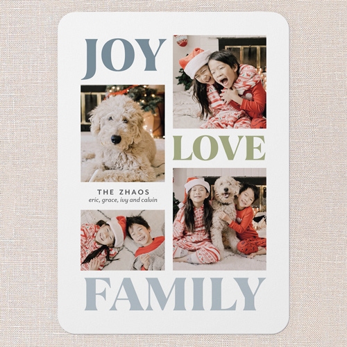 Vibrant Holiday Vibes Holiday Card, Blue, 5x7 Flat, Holiday, Pearl Shimmer Cardstock, Rounded, Blue