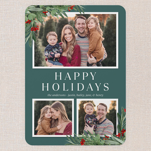 Botanical Basics Holiday Card, Green, 5x7 Flat, Holiday, Standard Smooth Cardstock, Rounded, Seaweed