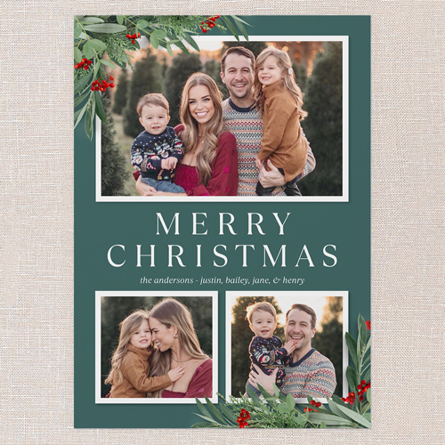 Botanical Basics Holiday Card, Green, 5x7 Flat, Christmas, Matte, Signature Smooth Cardstock, Square, Seaweed