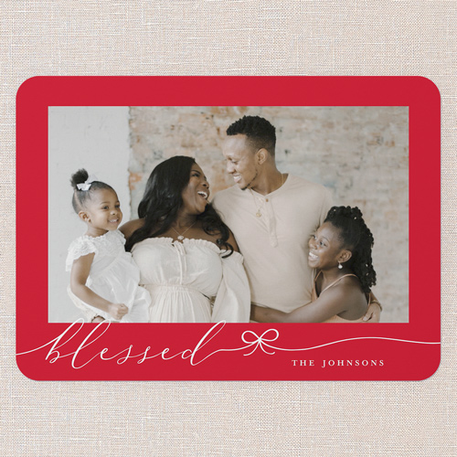 Bow Basics Holiday Card, Red, 5x7 Flat, Religious, Standard Smooth Cardstock, Rounded