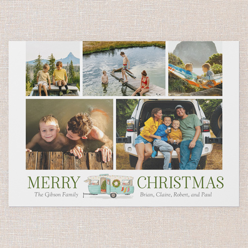 Camper Christmas Holiday Card, White, 5x7 Flat, Christmas, Pearl Shimmer Cardstock, Square