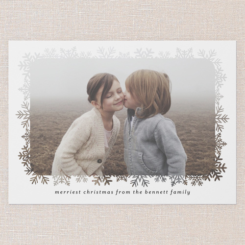 Snowflake Silhouette Holiday Card, White, 5x7 Flat, Write Your Own, Standard Smooth Cardstock, Square