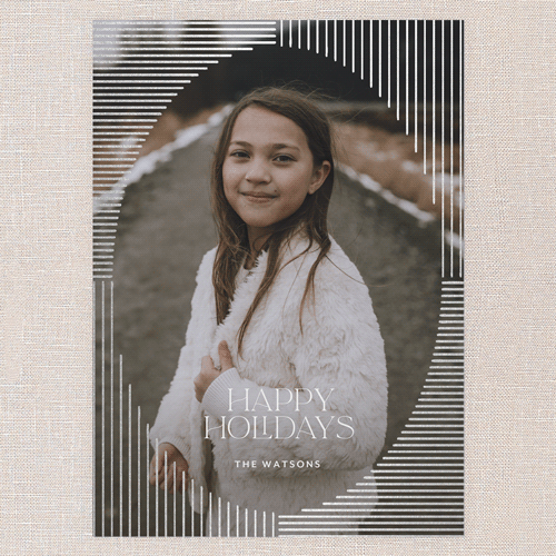 Glamorous Holiday Deco Holiday Card, Silver Foil, White, 5x7 Flat, Write Your Own, Pearl Shimmer Cardstock, Square, White