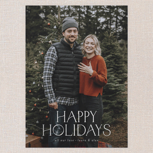 Simply Deco Charm Holiday Card, Silver Foil, White, 5x7 Flat, Holiday, Matte, Signature Smooth Cardstock, Square, White