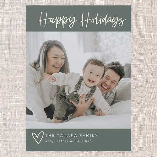 Heartfelt Charm Holiday Card, Green, 5x7 Flat, Holiday, 100% Recycled Cardstock , Square, Green