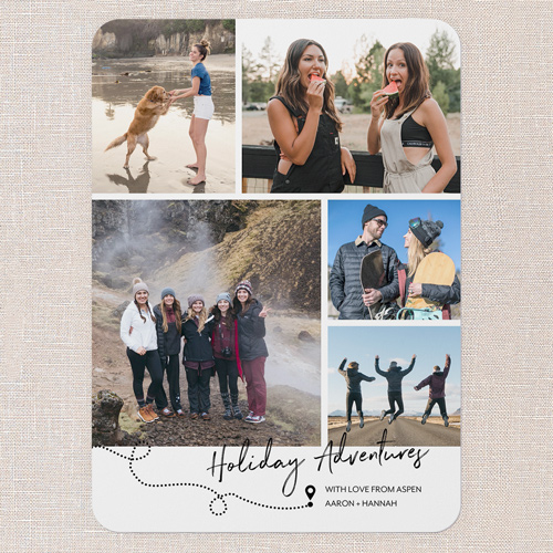 Holiday Adventures Holiday Card, White, 5x7 Flat, Holiday, 100% Recycled Cardstock , Rounded