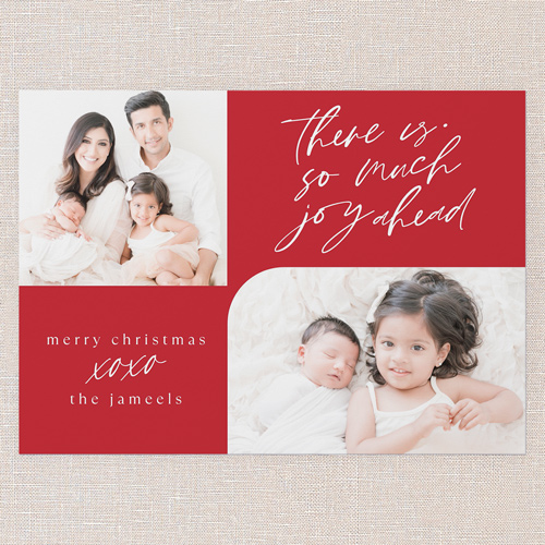 Joy Ahead Holiday Card, Red, 5x7 Flat, Holiday, Matte, Signature Smooth Cardstock, Square