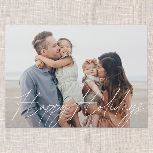 Proud Penmanship Holiday Card, White, 5x7 Flat, Holiday, Pearl Shimmer Cardstock, Square, White