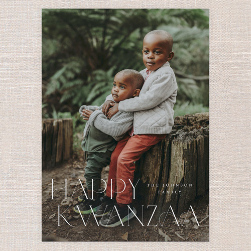 Classic Holiday Elegance Holiday Card, White, 5x7 Flat, Kwanzaa, Luxe Double-Thick Cardstock, Square, White