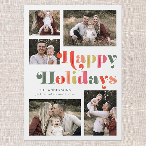 Cheerful Holiday Charm Holiday Card, White, 5x7 Flat, Holiday, Luxe Double-Thick Cardstock, Square, White