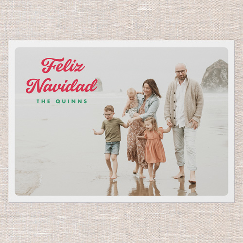 Retro Merry Cheer Holiday Card, White, 5x7 Flat, Feliz Navidad, Standard Smooth Cardstock, Square, White