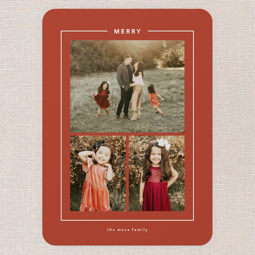 Surrounded Sentiment Holiday Card, Red, 5x7 Flat, Christmas, Pearl Shimmer Cardstock, Rounded, Red