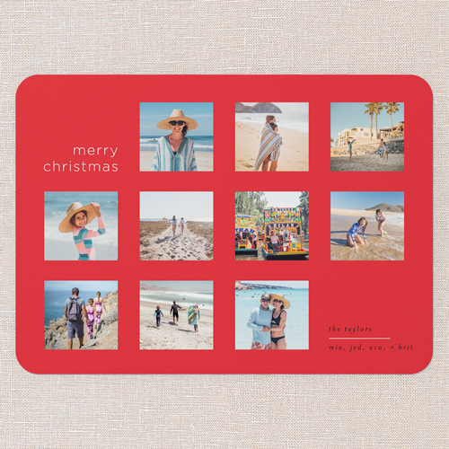 Seamless Squares Holiday Card, Red, 5x7 Flat, Christmas, 100% Recycled Cardstock , Rounded, Red