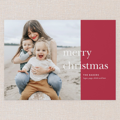 Simple Joyful Moments Holiday Card, Red, 5x7 Flat, Christmas, Pearl Shimmer Cardstock, Square, Red