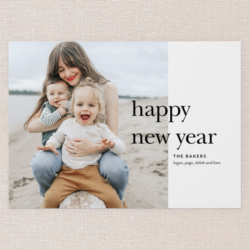 Simple Joyful Moments Holiday Card, White, 5x7 Flat, New Year, Luxe Double-Thick Cardstock, Square