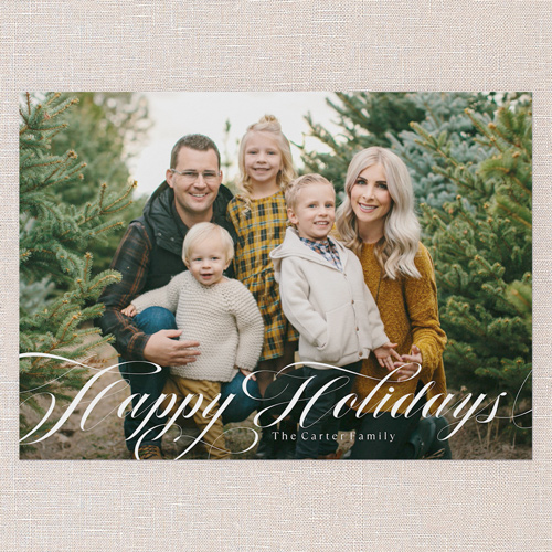 Swirling Sentiments Holiday Card, White, 5x7 Flat, Holiday, Luxe Double-Thick Cardstock, Square, White