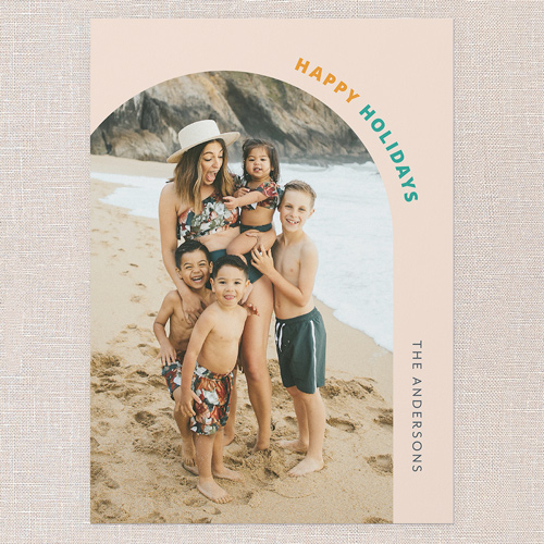 Festive Arch Holiday Card, Beige, 5x7 Flat, Holiday, Standard Smooth Cardstock, Square, Cashmere Pink