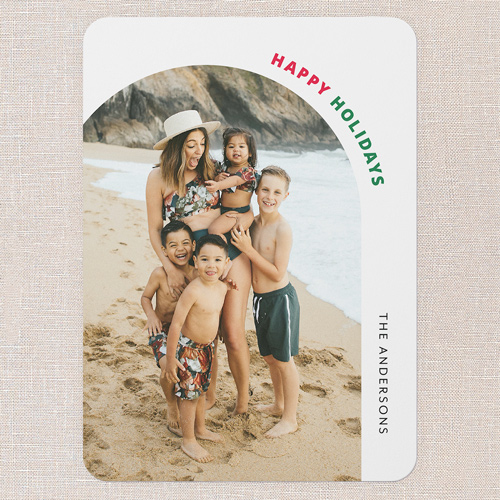 Festive Arch Holiday Card, White, 5x7 Flat, Holiday, Pearl Shimmer Cardstock, Rounded, White