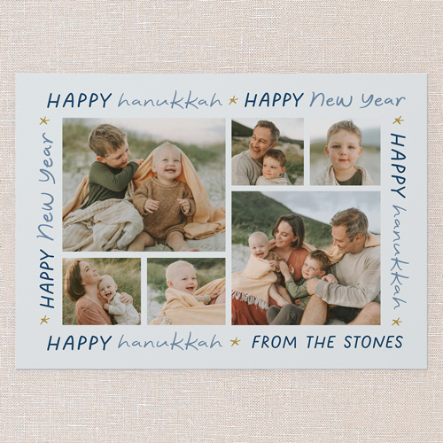 Happy Holiday Tidings Holiday Card, Beige, 5x7 Flat, Hanukkah, 100% Recycled Cardstock , Square, Cream