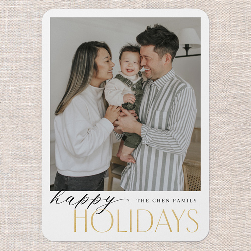 Merry Modern Tidings Holiday Card, White, 5x7 Flat, Holiday, Matte, Signature Smooth Cardstock, Rounded, White