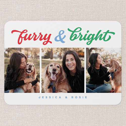 Festive Furry Friends Holiday Card, White, 5x7 Flat, Holiday, Matte, Signature Smooth Cardstock, Rounded