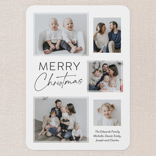 Modern Framing Holiday Card, White, 5x7 Flat, Christmas, 100% Recycled Cardstock , Rounded