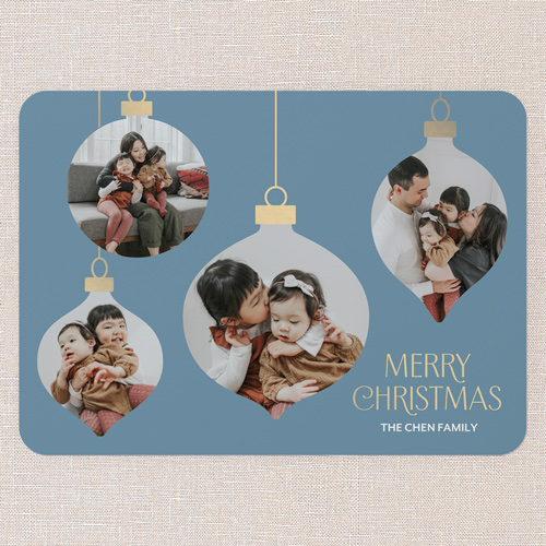 Modern Ornament Holiday Card, Blue, 5x7 Flat, Christmas, Standard Smooth Cardstock, Rounded, Blue