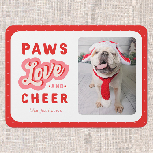 Pawsitively Merry Holiday Card, Red, 5x7 Flat, Holiday, Standard Smooth Cardstock, Rounded