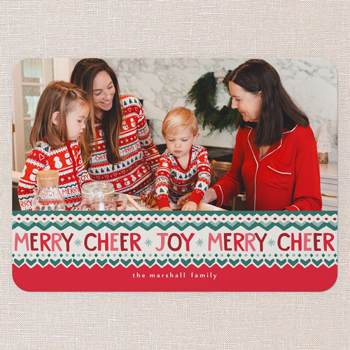 Little Sleepies Festive Fair Isle Holiday Card, Red, 5x7 Flat, Christmas, Standard Smooth Cardstock, Rounded, Rich Red