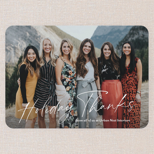 Holiday Thanks Holiday Card, White, 5x7 Flat, Holiday, Standard Smooth Cardstock, Rounded, White