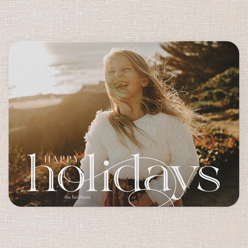 Swashy Splendor Holiday Card, White, 5x7 Flat, Holiday, Pearl Shimmer Cardstock, Rounded, White