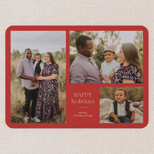 Simple Multi Holiday Card, Red, 5x7 Flat, Holiday, Standard Smooth Cardstock, Rounded, Apple