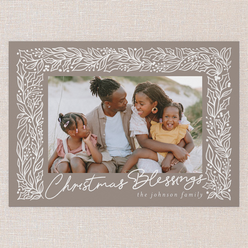 Sketched Botanicals Holiday Card, Brown, 5x7 Flat, Religious, Matte, Signature Smooth Cardstock, Square, Volcano