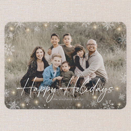 Snowflake Glow Holiday Card, White, 5x7 Flat, Holiday, 100% Recycled Cardstock , Rounded, White