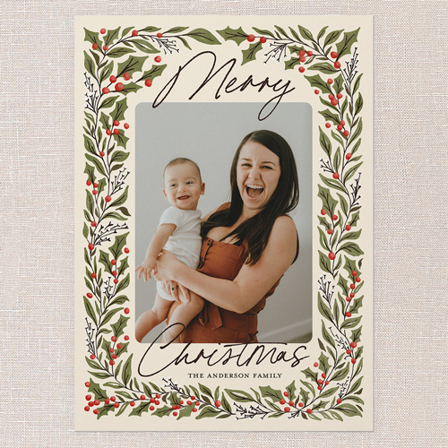 Artistic Botanicals Holiday Card, Beige, 5x7 Flat, Christmas, Standard Smooth Cardstock, Square, Cream