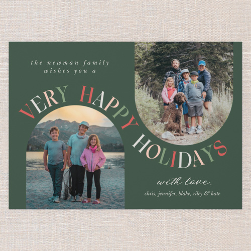 Wavy Pairing Holiday Card, Green, 5x7 Flat, Holiday, Luxe Double-Thick Cardstock, Square, Tree