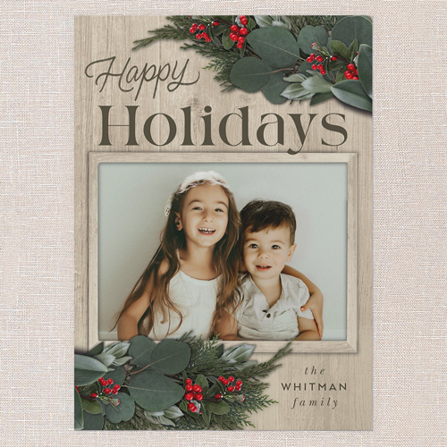 Framed Evergreen Holiday Card, Beige, 5x7 Flat, Holiday, Luxe Double-Thick Cardstock, Square, Beige