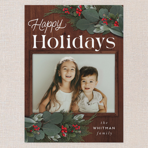 Framed Evergreen Holiday Card, Brown, 5x7 Flat, Holiday, Matte, Signature Smooth Cardstock, Square, Chocolate