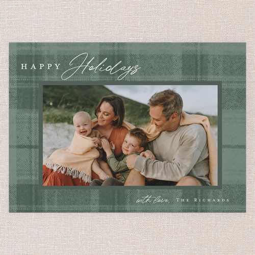 Tonal Plaid Holiday Card, Beige, 5x7 Flat, Holiday, Pearl Shimmer Cardstock, Square, Quarry