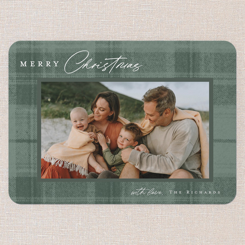 Tonal Plaid Holiday Card, Beige, 5x7 Flat, Christmas, Matte, Signature Smooth Cardstock, Rounded, Quarry