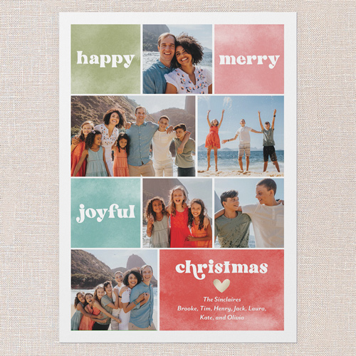 Watercolor Squares Holiday Card, Orange, 5x7 Flat, Christmas, 100% Recycled Cardstock , Square, Blaze