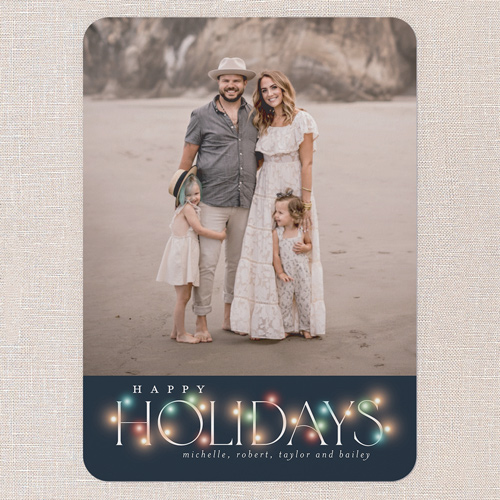 Lit Type Holiday Card, none, Blue, 5x7 Flat, Holiday, 100% Recycled Cardstock , Rounded, Nautical