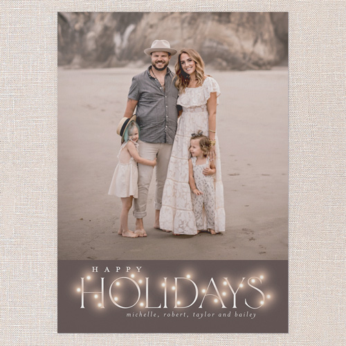 Lit Type Holiday Card, none, Gray, 5x7 Flat, Holiday, Pearl Shimmer Cardstock, Square, Gray