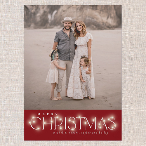 Lit Type Holiday Card, none, Red, 5x7 Flat, Christmas, Standard Smooth Cardstock, Square, Red