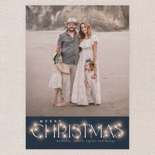 Lit Type Holiday Card, none, Blue, 5x7 Flat, Christmas, Pearl Shimmer Cardstock, Square, Navy