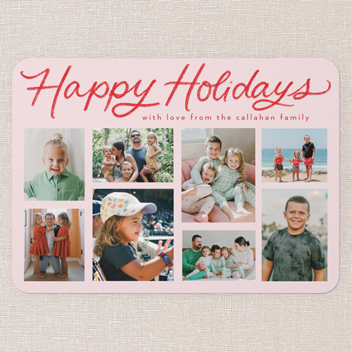 Joining Joy Holiday Card, Pink, 5x7 Flat, Holiday, 100% Recycled Cardstock , Rounded, Magnolia