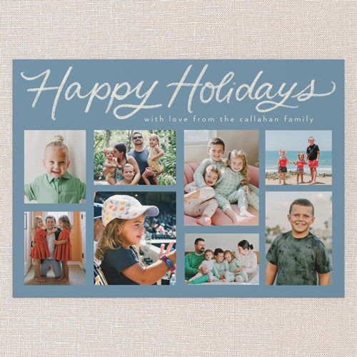 Joining Joy Holiday Card, Blue, 5x7 Flat, Holiday, Pearl Shimmer Cardstock, Square, Marine