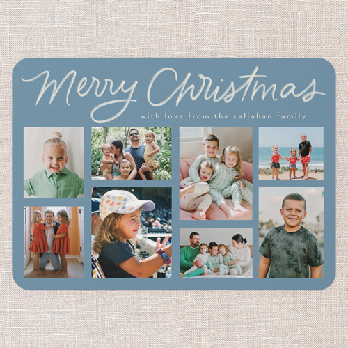 Joining Joy Holiday Card, Blue, 5x7 Flat, Christmas, Pearl Shimmer Cardstock, Rounded, Marine