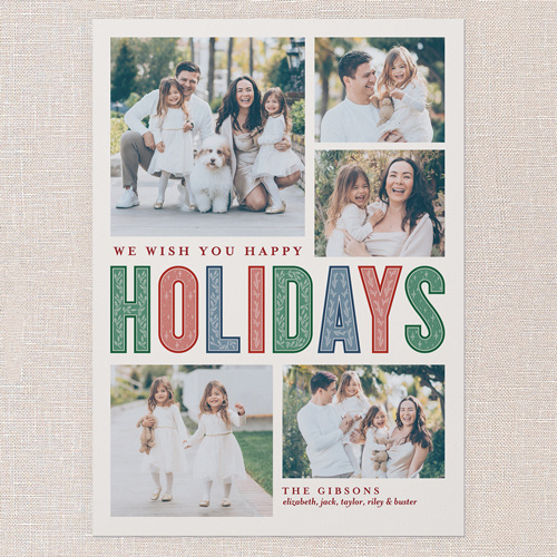 Pattern Type Holiday Card, White, 5x7 Flat, Holiday, 100% Recycled Cardstock , Square, Almond