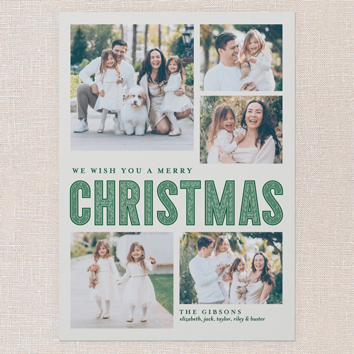 Pattern Type Holiday Card, Grey, 5x7 Flat, Christmas, Pearl Shimmer Cardstock, Square, Whisper Gray